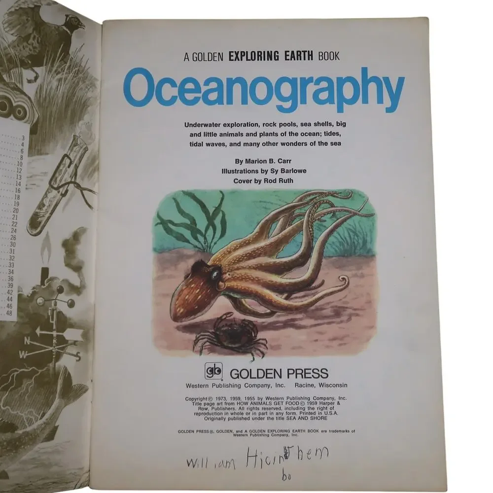 Golden Books Exploring Earth Book Oceanography 1973 Vintage Childrens Book